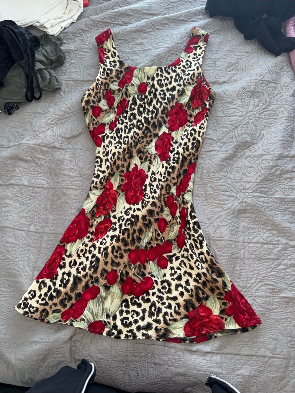 Jessica Howard Red Rose & Leopard Print Mini Dress